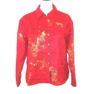 Chico's Colorful Red Shirt Jacket Chico's Size 2‎